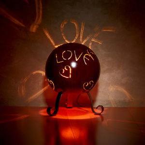 Metal Globe Electric Luminary w/ Sentiments Love